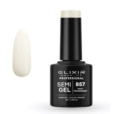 Elixir Professional Semi Gel Ημιμόνιμο Βερνίκι Νυχιών 857 Multi Transparent Διάφανο με Πολύχρωμο Γκλίτερ 8ml