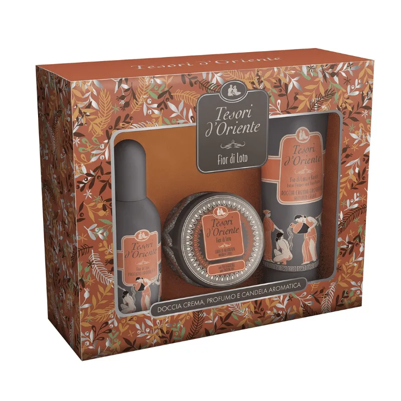 Tesori d’Oriente Fior di Loto Box Gift Set - EDT 100ml, Candle 109g & Shower Cream 250ml