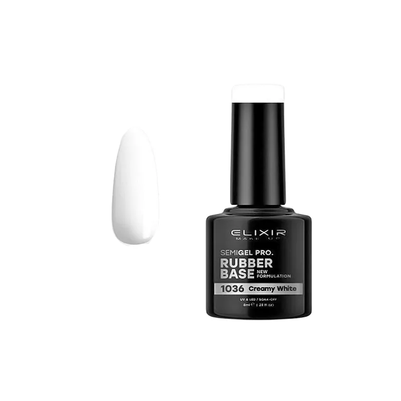 Elixir Professional Semi Gel 1036 Rubber Base Creamy White για Ημιμόνιμο Βερνίκι Νυχιών 8ml