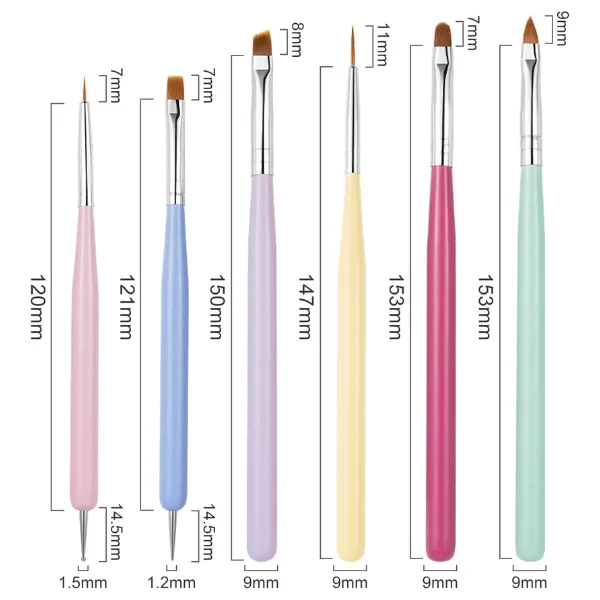 WD Σετ Πινέλα Μανικιούρ Σχεδίου Acrygel & Dotting Tools 6pcs