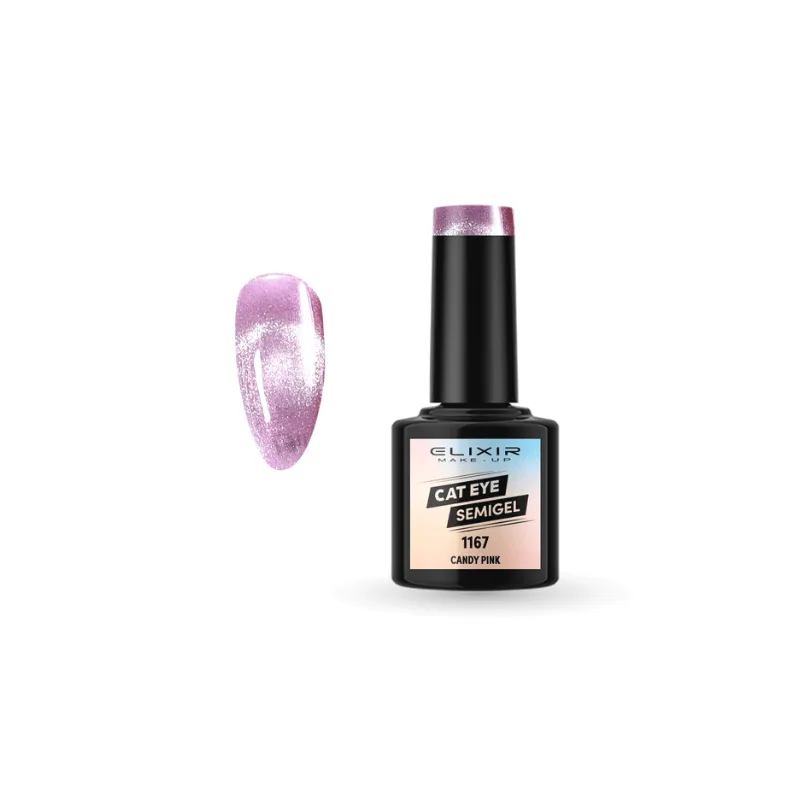 Elixir Cat Eye Effect SemiGel Ημιμόνιμο Βερνίκι Νυχιών 1167 Candy Pink Λιλά 8ml