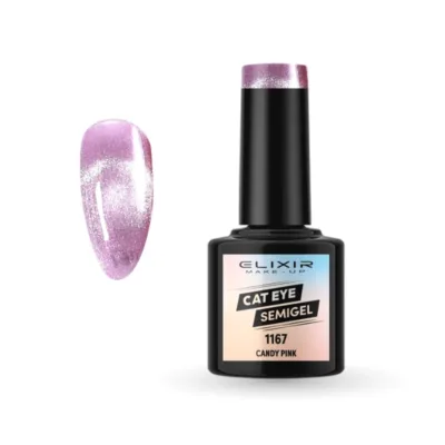 Elixir Cat Eye Effect SemiGel Ημιμόνιμο Βερνίκι Νυχιών 1167 Candy Pink Λιλά 8ml