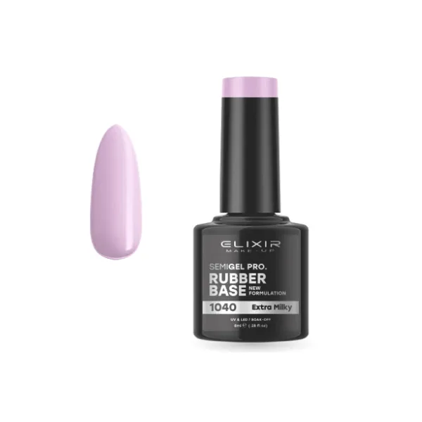 Elixir Professional Semi Gel 1040 Rubber Base Extra Milky για Ημιμόνιμο Βερνίκι Νυχιών 8ml