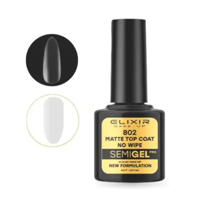 Elixir Professional Semi Gel 802 Matte Top Coat No Wipe για Ημιμόνιμο Βερνίκι Νυχιών 8ml