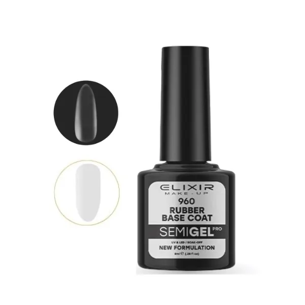 Elixir Professional Semi Gel 960 Rubber Base Coat για Ημιμόνιμο Βερνίκι Νυχιών 8ml