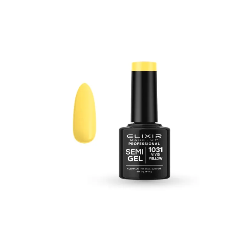 Elixir Professional Semi Gel Ημιμόνιμο Βερνίκι Νυχιών 1031 Vivid Yellow Κίτρινο Κρόκου 8ml