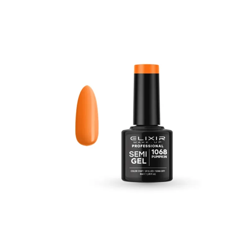 Elixir Professional Semi Gel Ημιμόνιμο Βερνίκι Νυχιών 1068 Pumpkin Πορτοκαλί ώχρα Έντονη 8ml