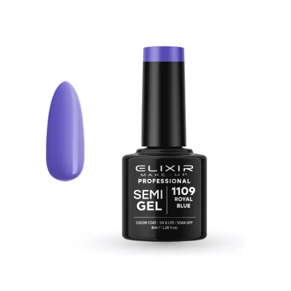 Elixir Professional Semi Gel Ημιμόνιμο Βερνίκι Νυχιών 1109 Royal Blue Μωβ Μπλε Γλυκό 8ml