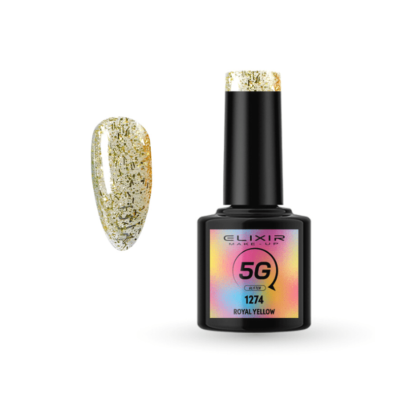 Elixir Professional Semi Gel - Ημιμόνιμο Βερνίκι Νυχιών 5G Effect 1274 Royal Yellow Χρυσοκίτρινο Glitter 5G 8ml
