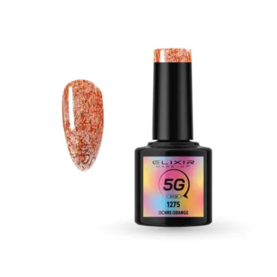 Elixir Professional Semi Gel - Ημιμόνιμο Βερνίκι Νυχιών 5G Effect 1275 Ochre Orange Πορτοκαλί Ώχρα Glitter 5G 8ml