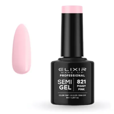 Elixir Professional Semi Gel Ημιμόνιμο Βερνίκι Νυχιών 821 Piggy Pink Ροζ Γουρουνάκι 8ml