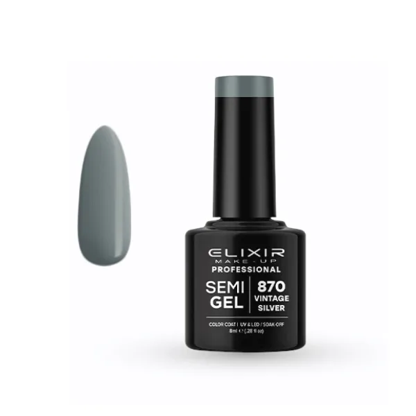 Elixir Professional Semi Gel Ημιμόνιμο Βερνίκι Νυχιών 870 Vintage Silver Γκρί 8ml