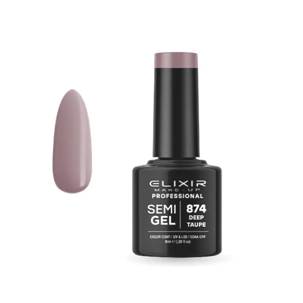 Elixir Professional Semi Gel Ημιμόνιμο Βερνίκι Νυχιών 874 Deep Taupe Βαθύ Μωβ Μπεζ 8ml