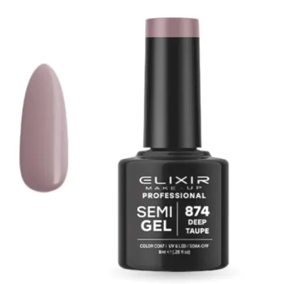 Elixir Professional Semi Gel Ημιμόνιμο Βερνίκι Νυχιών 874 Deep Taupe Βαθύ Μωβ Μπεζ 8ml