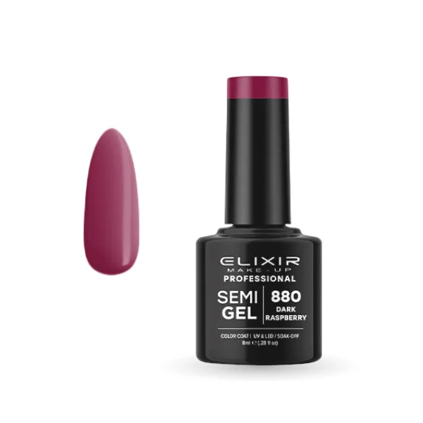 Elixir Professional Semi Gel Ημιμόνιμο Βερνίκι Νυχιών 880 Dark Raspberry Σκούρο Ροζ 8ml