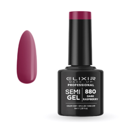 Elixir Professional Semi Gel Ημιμόνιμο Βερνίκι Νυχιών 880 Dark Raspberry Σκούρο Ροζ 8ml