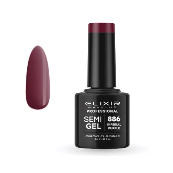Elixir Professional Semi Gel Ημιμόνιμο Βερνίκι Νυχιών 886 Imperial Purple Μωβ Δαμασκηνί 5ml