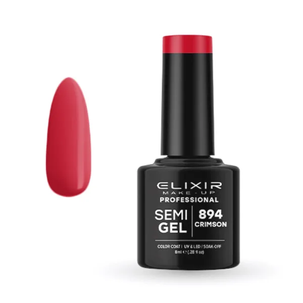 Elixir Professional Semi Gel Ημιμόνιμο Βερνίκι Νυχιών 894 Crimson Κόκκινο 8ml
