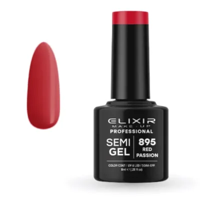Elixir Professional Semi Gel Ημιμόνιμο Βερνίκι Νυχιών 895 Red Passion Κόκκινο Βαθύ 8ml