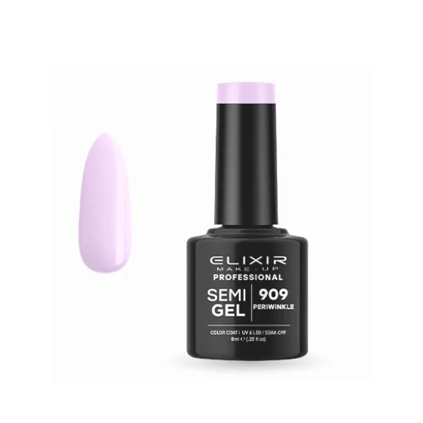 Elixir Professional Semi Gel Ημιμόνιμο Βερνίκι Νυχιών 909 Periwinkle Απαλό Μωβ 8ml