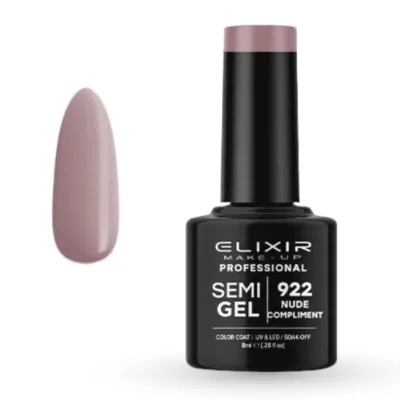 Elixir Professional Semi Gel Ημιμόνιμο Βερνίκι Νυχιών 922 Nude Compliment Mωβ Μπεζ Nude 8ml