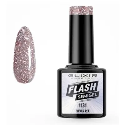 Elixir Professional Semi Gel Ημιμόνιμο Βερνίκι Νυχιών Flash Effect 1131 Silver Ref Μπεζ Ροζ Εφέ Flash 8ml