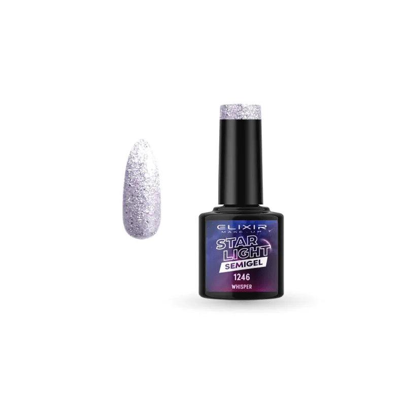 Elixir Professional Semi Gel - Ημιμόνιμο Βερνίκι Νυχιών Star Light Effect 1246 Whisper Ζαχαρί Glitter 8ml
