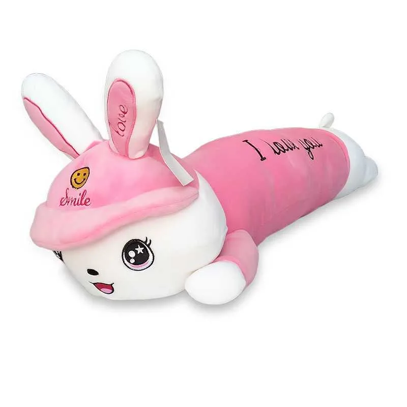 lovely-bunny2 VIP Baby Dolls Stuffed Bunny Long Pillow, Λούτρινο Λαγουδάκι Μαξιλάρι Ροζ 110cm