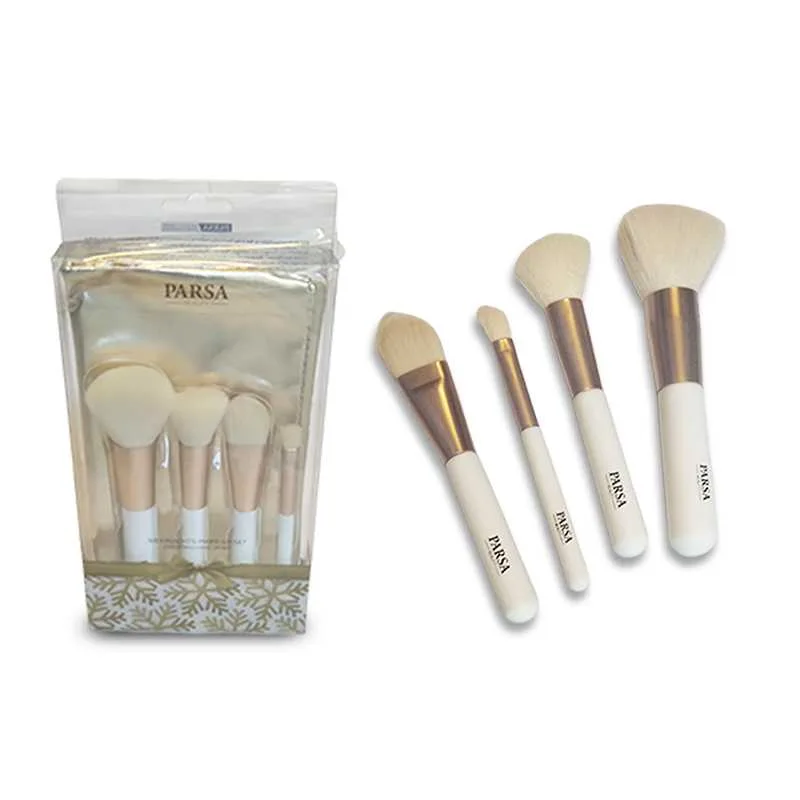 PARSA Gold Makeup Brush Set - 4τεμ Πινέλα & Cosmetic Bag