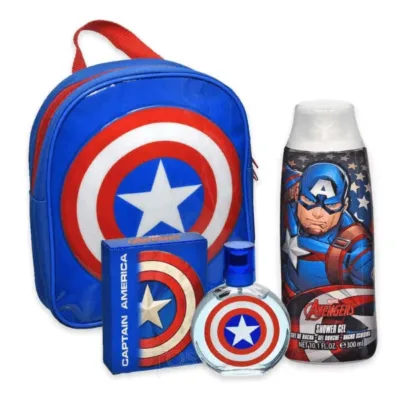 Air Val International Marvel Captain America Backpack Set Σετ Δώρου για αγόρια Άρωμα EDT 50ml Αφρόλουτρο 300ml & Τσάντα πλάτης