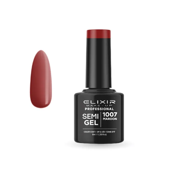 Elixir Professional Semi Gel Ημιμόνιμο Βερνίκι Νυχιών 1007 Maroon Κεραμιδί 8ml