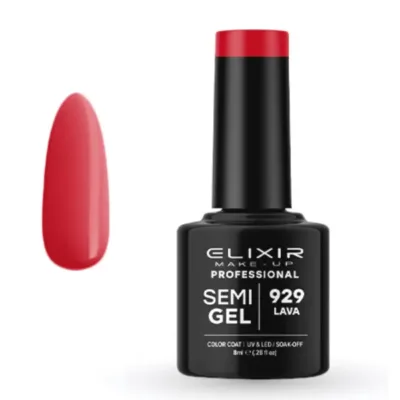 Elixir Professional Semi Gel Ημιμόνιμο Βερνίκι Νυχιών 929 Lava Κόκκινο 8ml