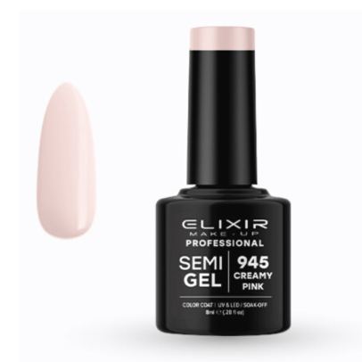 Elixir Professional Semi Gel Ημιμόνιμο Βερνίκι Νυχιών 945 Creamy Pink Ελαφρύ Ροζ Κρεμ 8ml