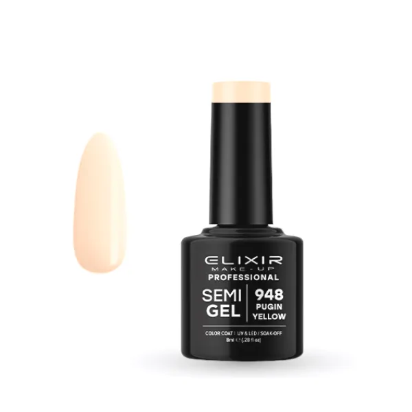 Elixir Professional Semi Gel Ημιμόνιμο Βερνίκι Νυχιών 948 Pugin Yellow Μπεζ Κίτρινο Nude 8ml