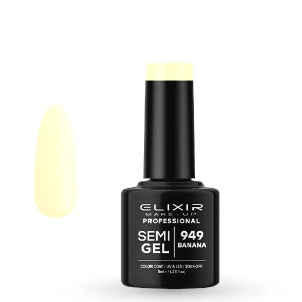 Elixir Professional Semi Gel Ημιμόνιμο Βερνίκι Νυχιών 949 Banana Κίτρινο Λευκό 8ml