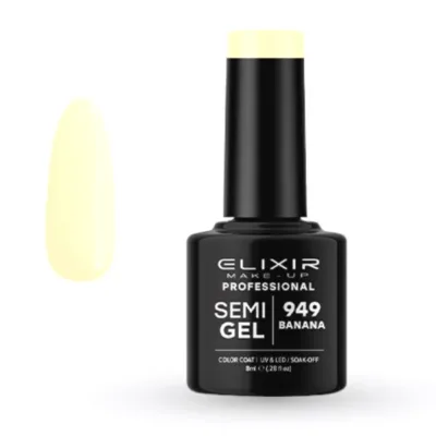 Elixir Professional Semi Gel Ημιμόνιμο Βερνίκι Νυχιών 949 Banana Κίτρινο Λευκό 8ml