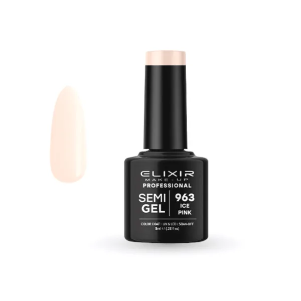 Elixir Professional Semi Gel Ημιμόνιμο Βερνίκι Νυχιών 963 Ice Pink Μπεζ Κρέμα 8ml