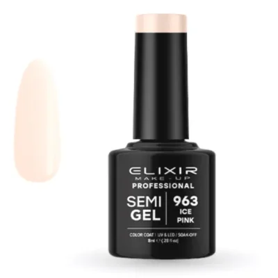 Elixir Professional Semi Gel Ημιμόνιμο Βερνίκι Νυχιών 963 Ice Pink Μπεζ Κρέμα 8ml