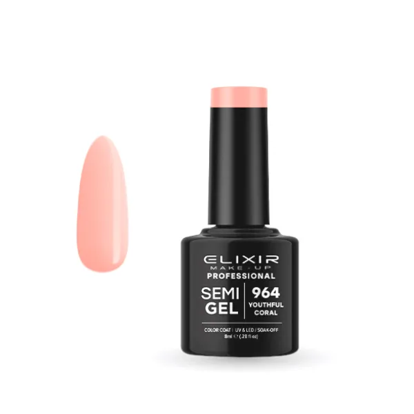 Elixir Professional Semi Gel Ημιμόνιμο Βερνίκι Νυχιών 964 Youthfull Coral Κοραλί Ροδακινί 8ml