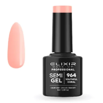 Elixir Professional Semi Gel Ημιμόνιμο Βερνίκι Νυχιών 964 Youthfull Coral Κοραλί Ροδακινί 8ml
