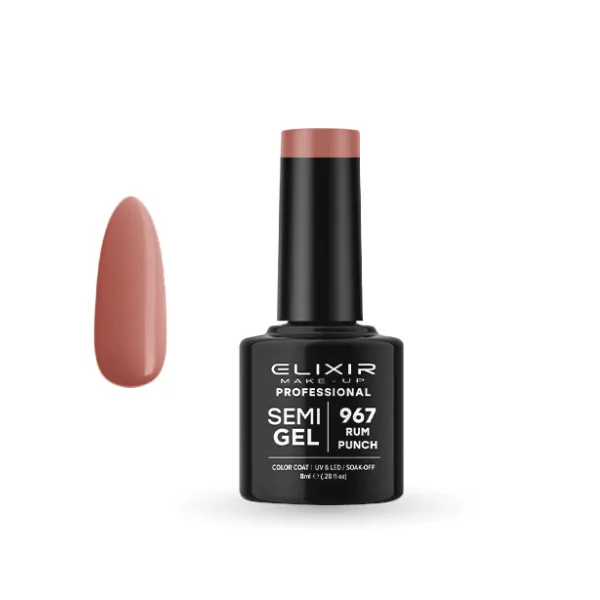 Elixir Professional Semi Gel Ημιμόνιμο Βερνίκι Νυχιών 967 Rum Punch Ροζ Καφετί 8ml