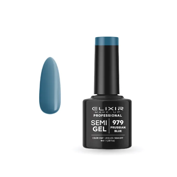 Elixir Professional Semi Gel Ημιμόνιμο Βερνίκι Νυχιών 979 Prussian Blue Σκούρο Γαλαζοπράσινο 8ml