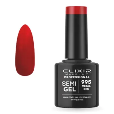 Elixir Professional Semi Gel Ημιμόνιμο Βερνίκι Νυχιών 995 Metal Red Κόκκινο Μεταλλικό 8ml