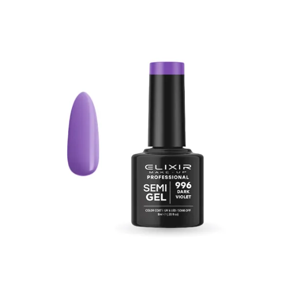 Elixir Professional Semi Gel Ημιμόνιμο Βερνίκι Νυχιών 996 Dark Violet Σκούρο Βιολετί 8ml