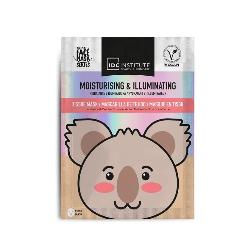 IDC Institute Vegan Cute Animals Animated Mask Μάσκα Προσώπου Koala Εκτύπωση σε Πανί Moisturizing & Illuminating - Ενυδάτωση και Λάμψη 25gr