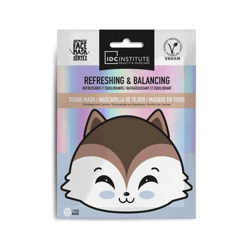 IDC Institute Vegan Cute Animals Animated Mask Μάσκα Προσώπου Racoon Εκτύπωση σε Πανί Refreshing & Balancing - Αναζωογονητική & Εξισορροπητική Δράση 25gr
