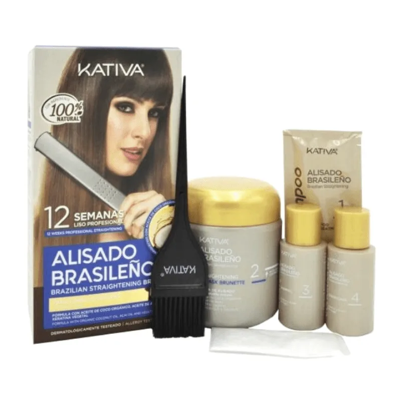 Kativa 12 Weeks Professional Straightening Brunette- Σετ Θεραπείας Καστανών Μαλλιών με Κερατίνη για Ισιωτική, με Σαμπουάν και Μάσκα 4τμχ
