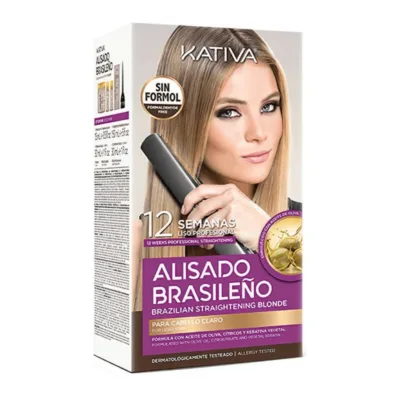 Kativa 12 Weeks Professional Straightening Blonde - Σετ Θεραπείας Ξανθών Μαλλιών με Κερατίνη για Ισιωτική, με Σαμπουάν και Μάσκα 4τμχ