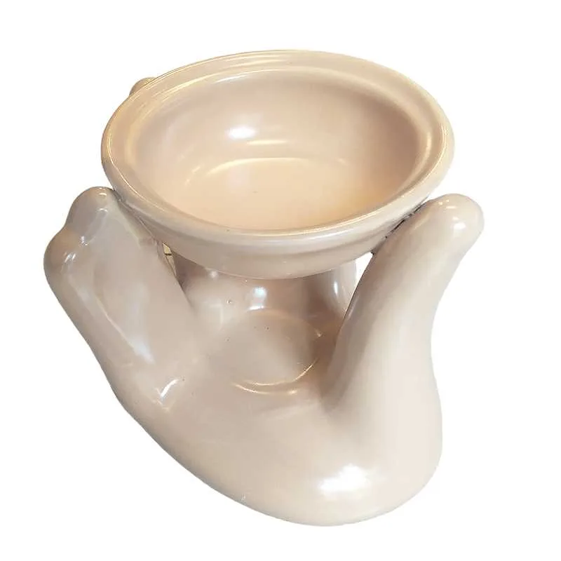 Aroma Greece Helping Hand Κεραμική Συσκευή για Καύση Αιθερίων & Αρωματικών Ελαίων 10 x 12 x 10 cm Μπέζ