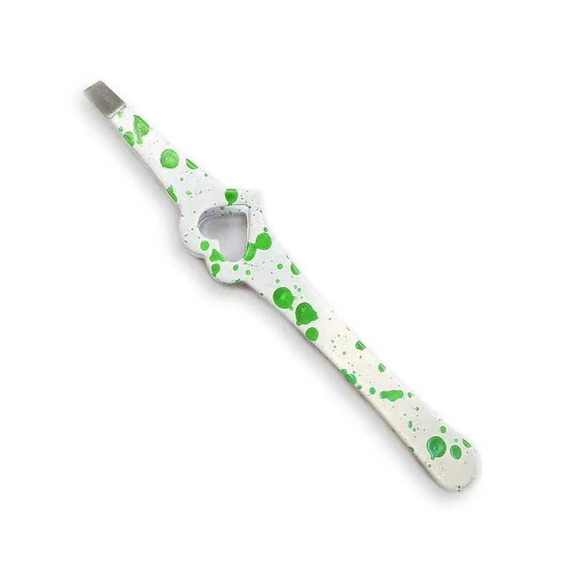 WD Tweezers Τσιμπιδάκι Φρυδιών Πλάγιο Πράσινο Πιτσιλωτό